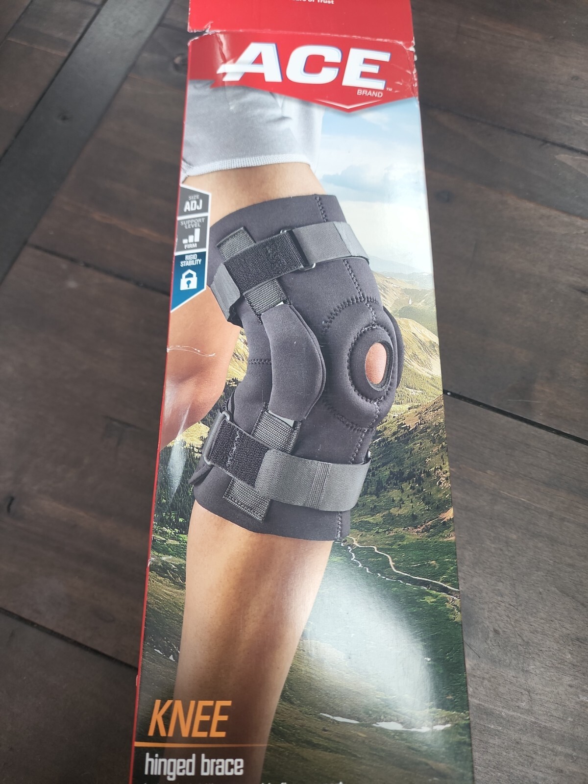 ACE Black Adjustable Hinged Pivoting Lateral Stabilizers Firm Knee Brace NWT