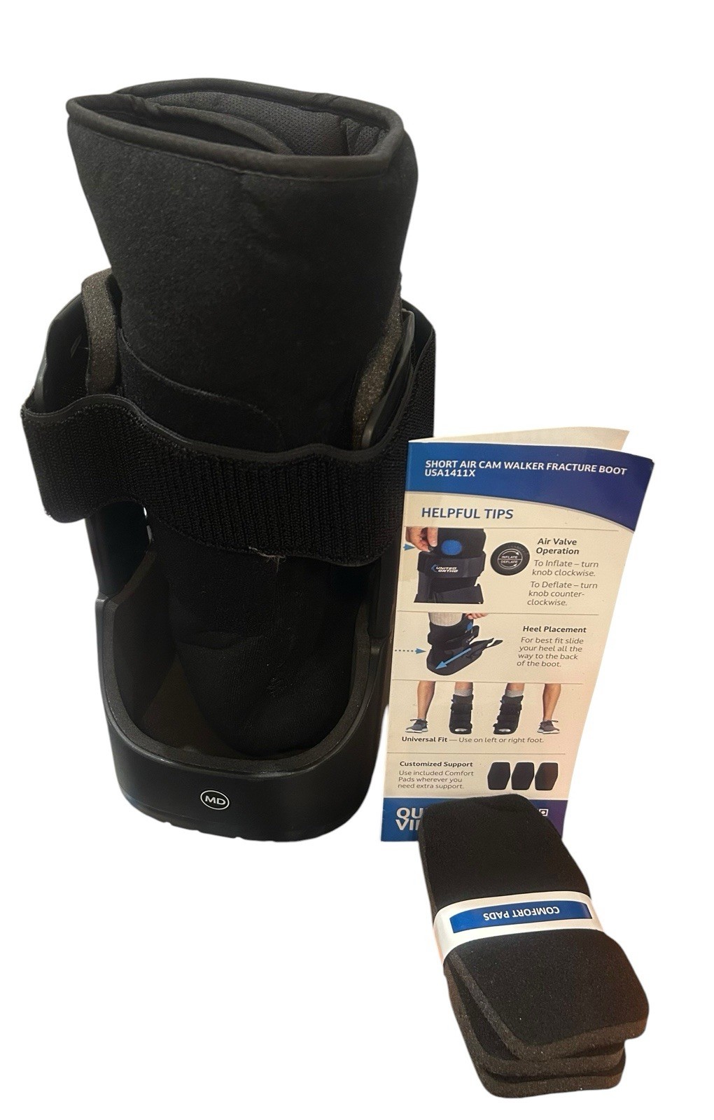 United Ortho Short Air Cam Walker Fracture Boot Medium Black
