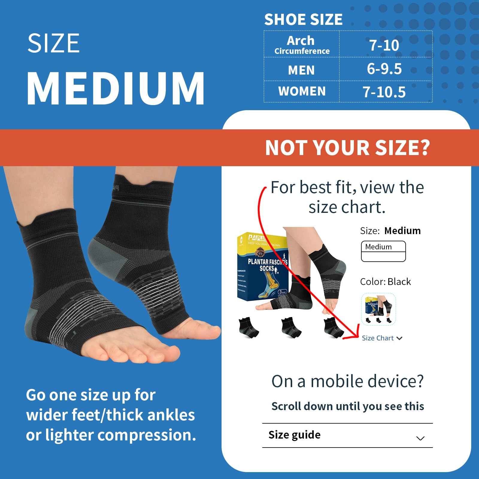 PAPLUS 3 Pairs Ankle Compression Socks Arch Support Sleeve Unisex