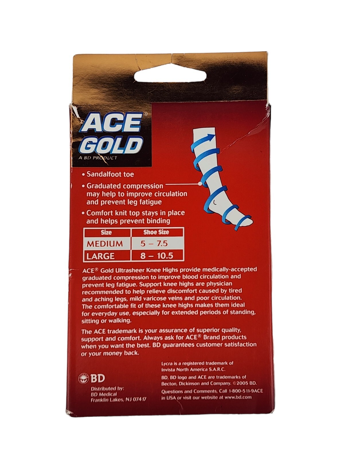 ACE Women Light Compression Knee High Stockings Leg Socks Pain Relief Medium