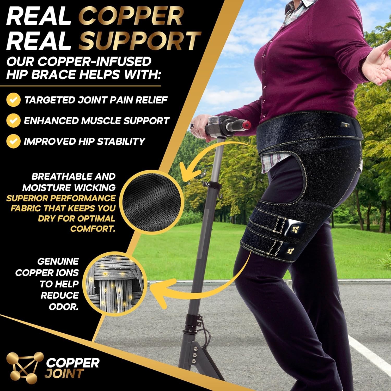Copper Hip Brace for Women Men, Sciatica Pain Relief Devices, Adjustable Left…
