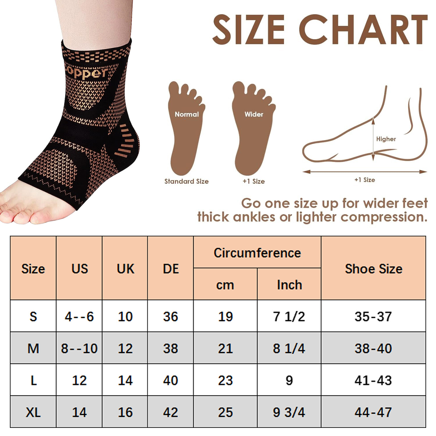Copper Ankle Support Brace Functional Compression Sleeve Socks Foot Pain Relief