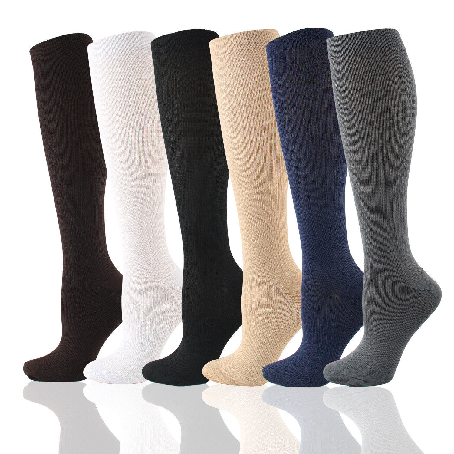 3 Pack Bamboo Compression Socks (8-15mmHg) Moisture Wicking Support Stockings