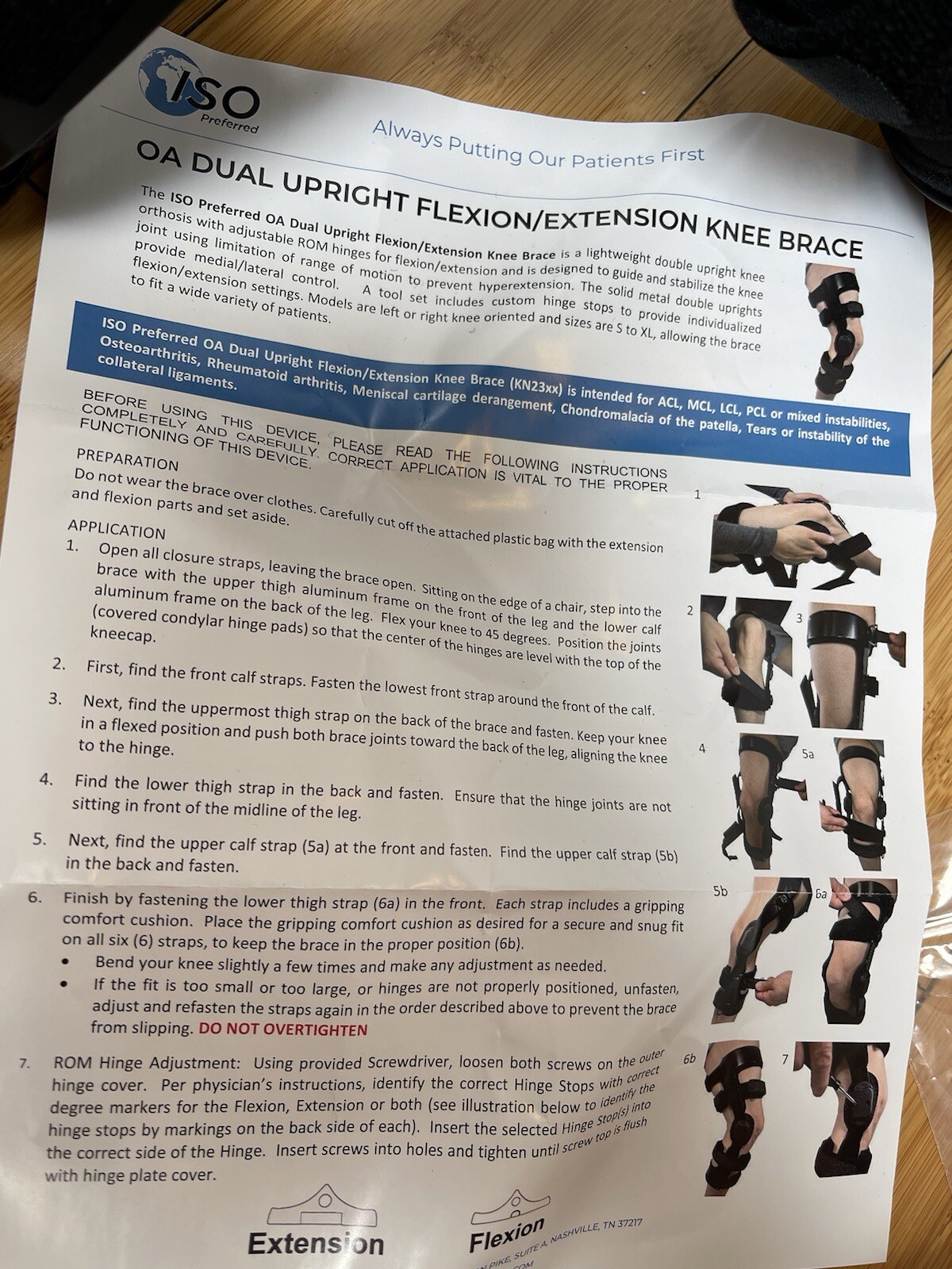 New Iso Preferred Black OA Dual Upright Flexion Extension KN23R L/R Sm / Lg