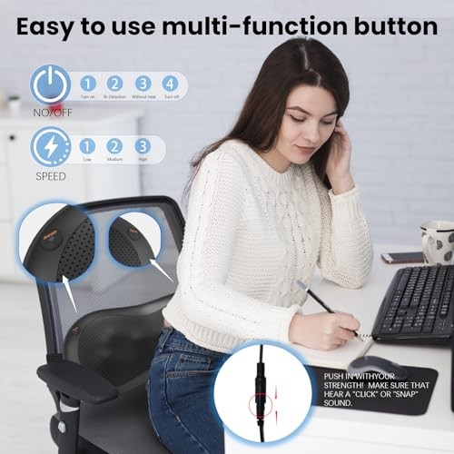 MASSAGEASE ADJUSTABLE NECK-SHOULDER MASSAGE PILLOW MAGIC STRAP – BLACK