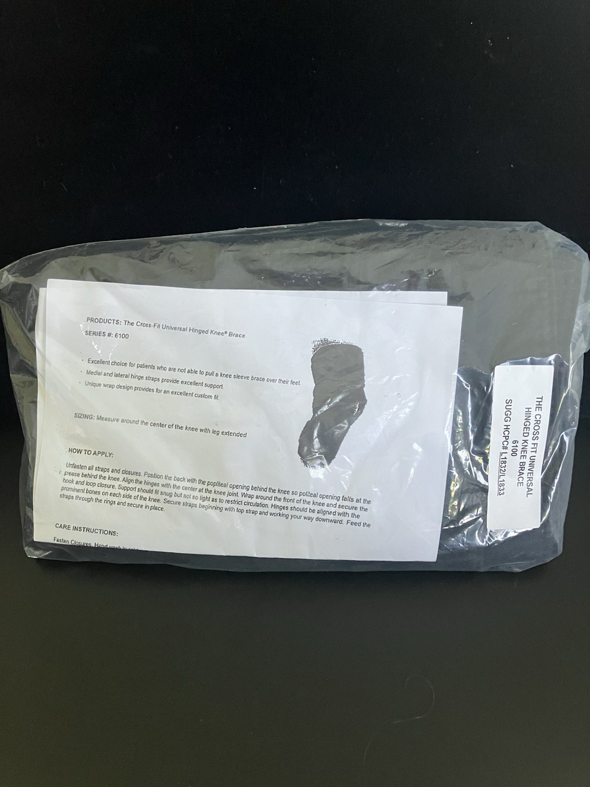 Cross Fit Hinged Knee Brace Support Model 6100 Universal Size Advanced Ortho NEW