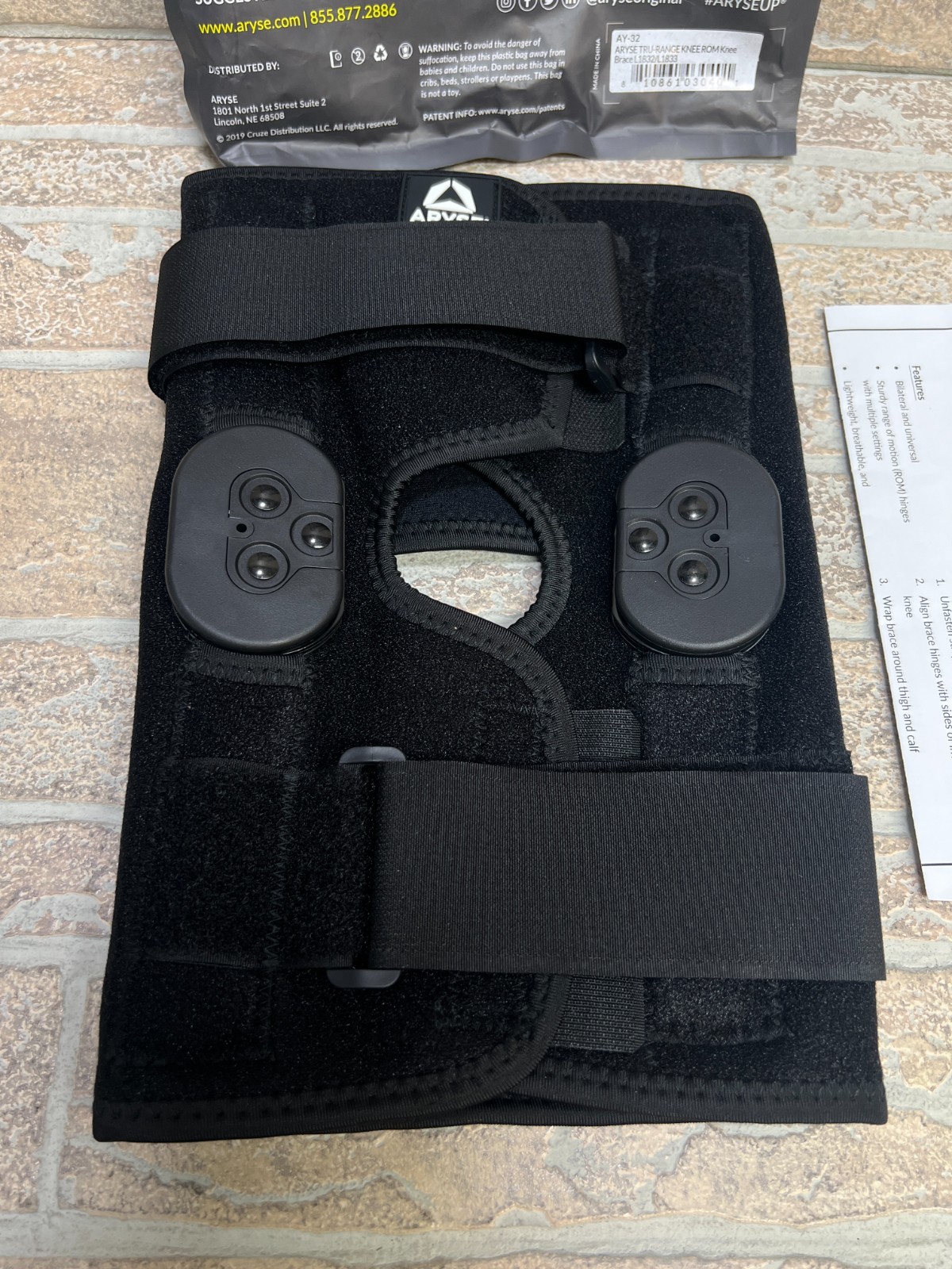 ARYSE TRU-RANGE KNEE ( ROM Knee Brace ) Universal Knee Brace L1833 NEW