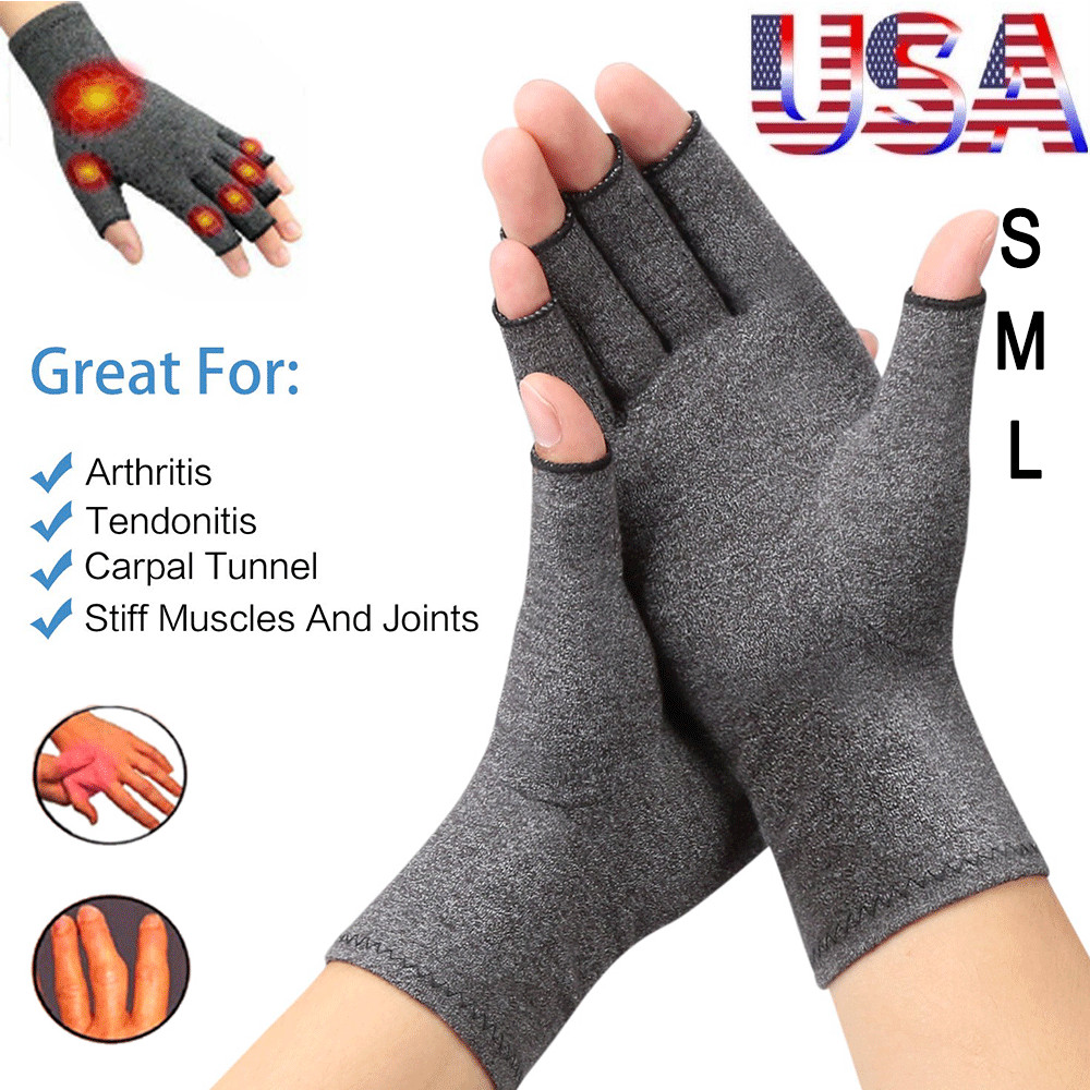Arthritis Medical Gloves Compression Copper Pain Relief Wrist Support Brace (M)