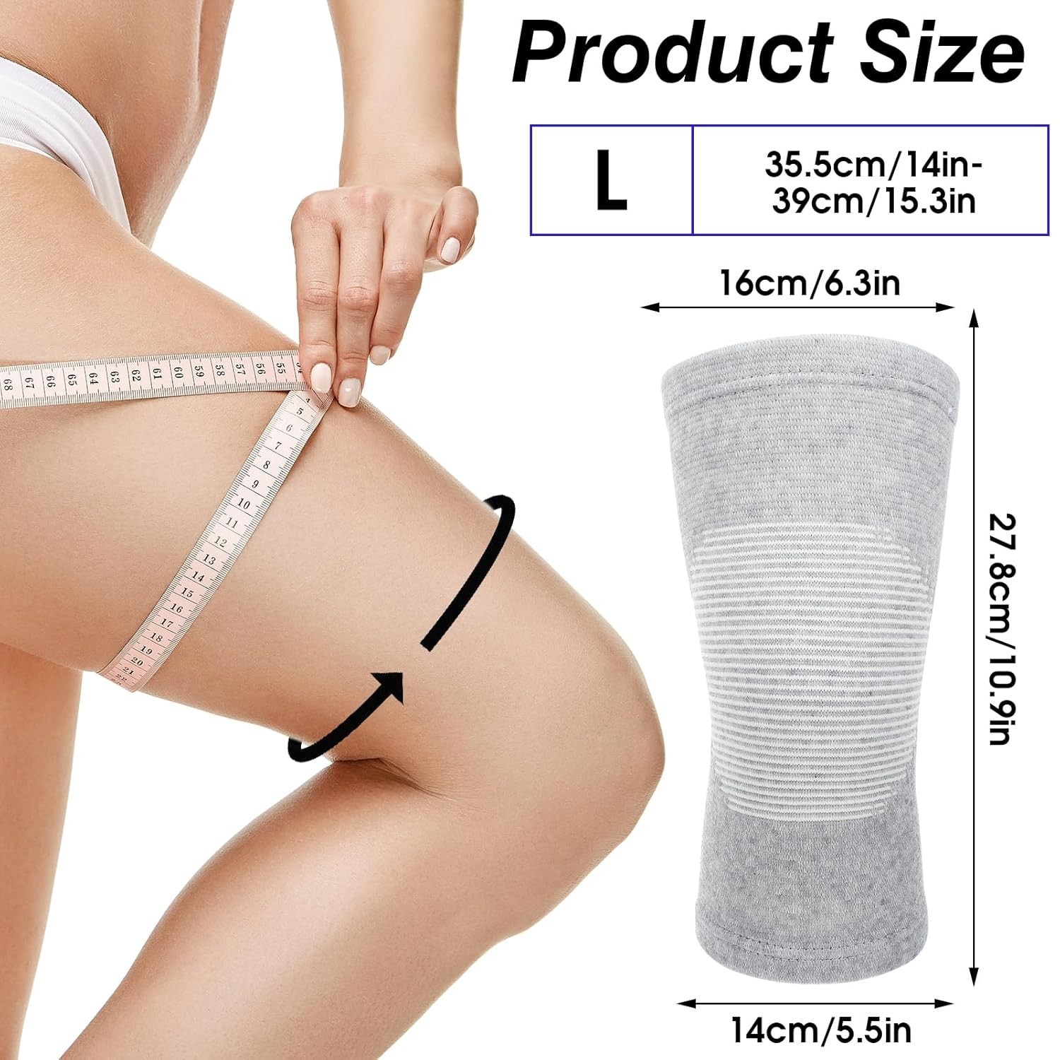 Bamboo Knee Sleeve, Elastic Compress Sleeves Warm Brace…