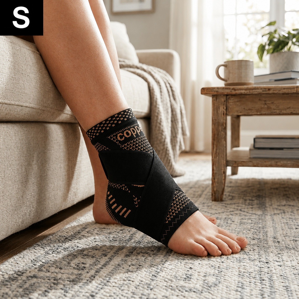 1 or 2Pcs Adjustable Copper Infused Ankle Support Compression Sleeve for Sports