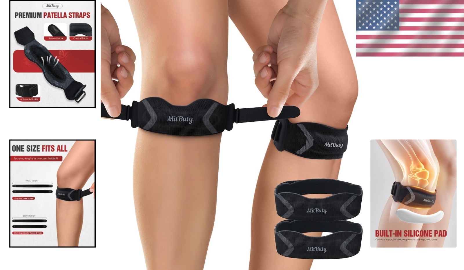 Lightweight Patellar Knee Strap with Silicone Pad – Ideal for Sports & Running