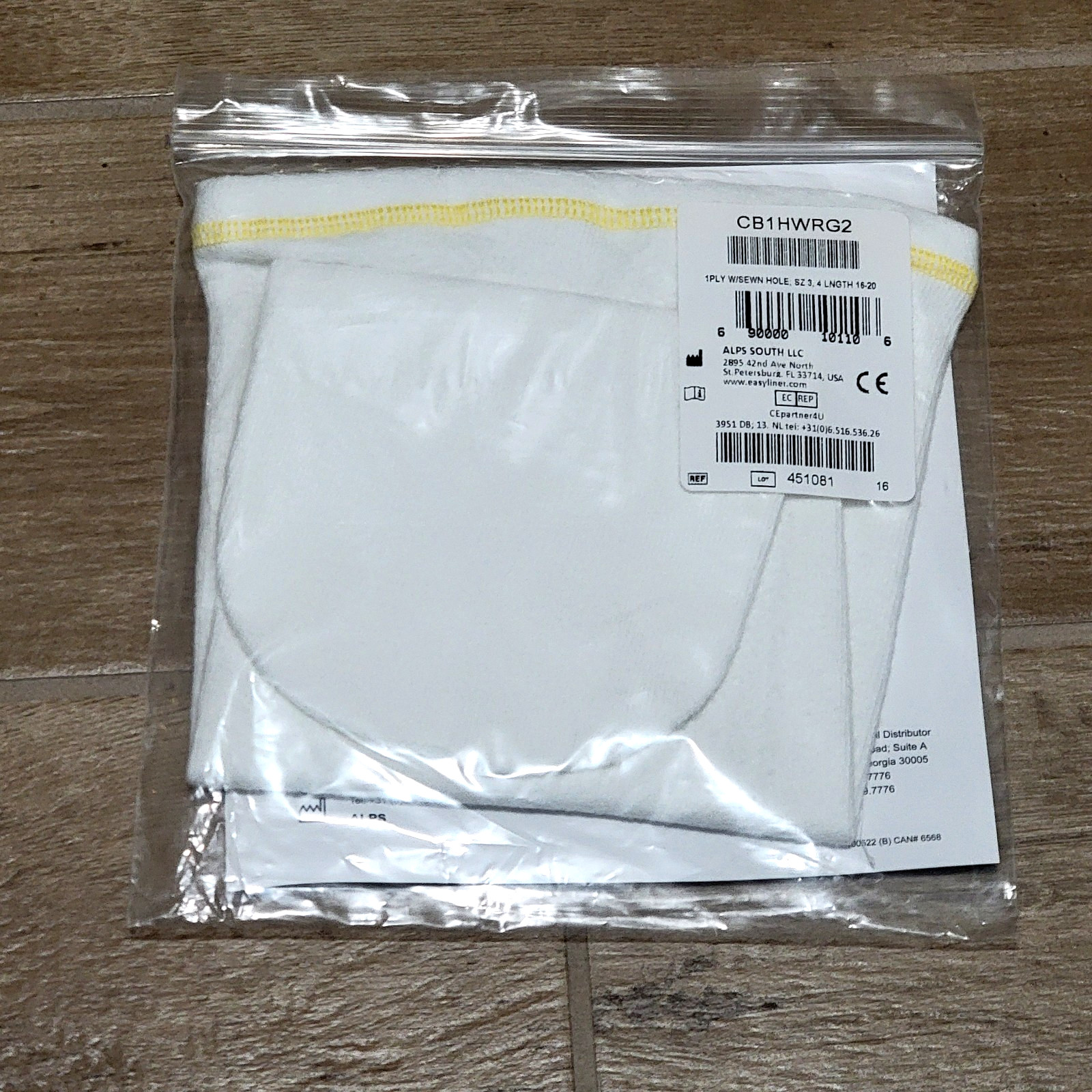 CoolBlue Prosthetic Sock 1 Ply Sewn Hole CB1HWRG2 Sz 3 4 Length 16-20