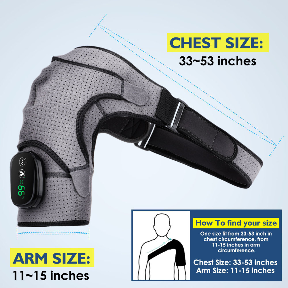 Heated Shoulder Brace Massage Rotator Cuff Support Compression Wrap Rechargeable