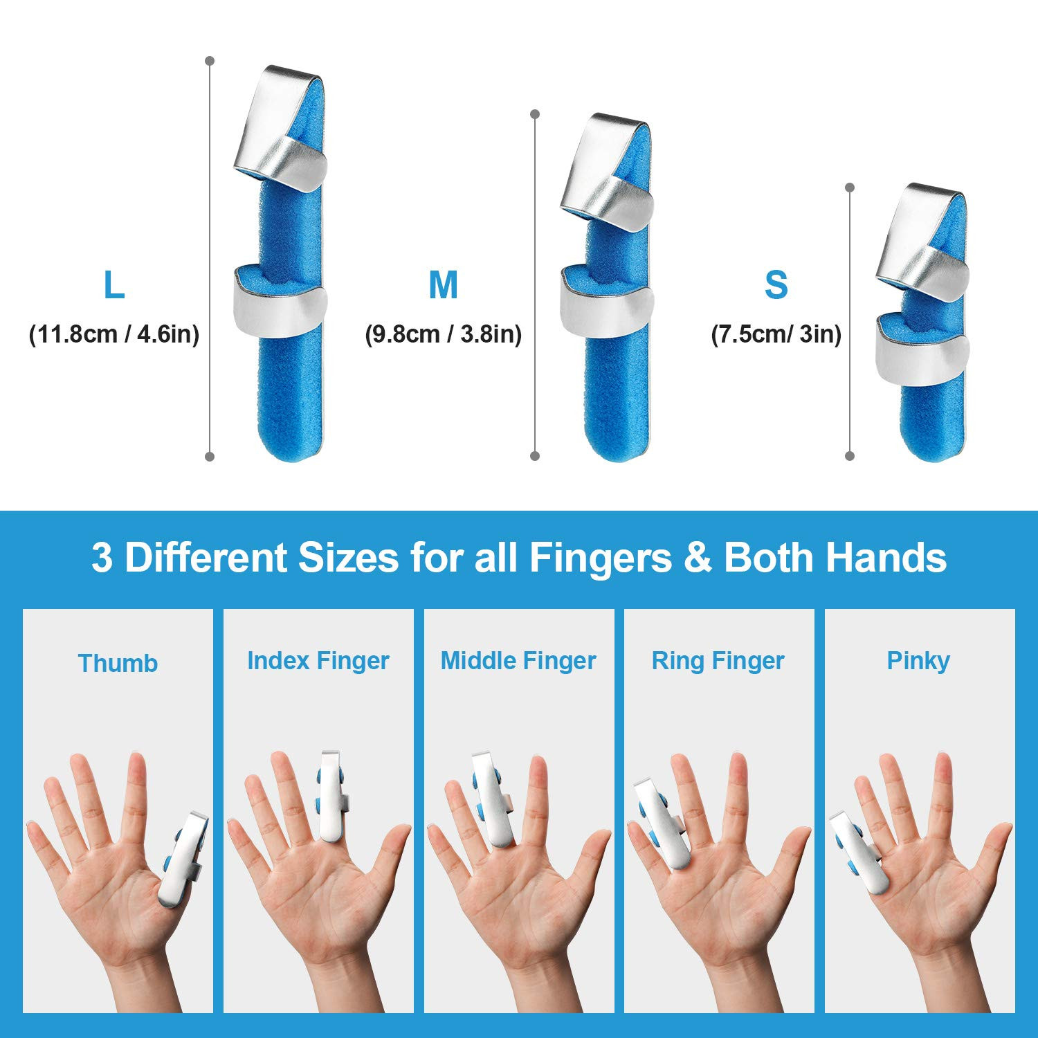 Trigger Finger Splint Brace for Thumb Index Middle Ring Pinky, Metal Foam Bro…