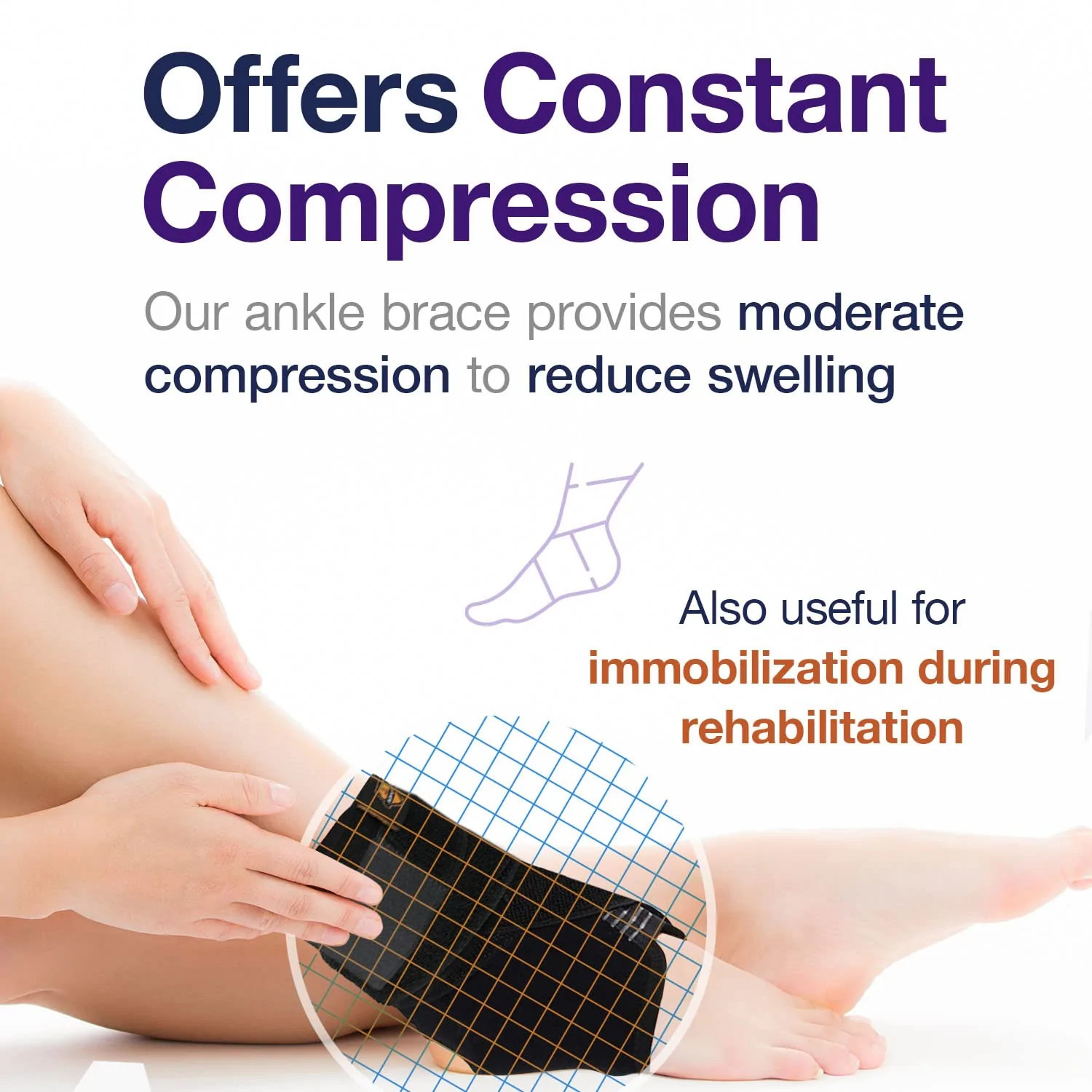 Armor® – Elastic Compression Ankle Brace with Adjustable Hook and Loop Fastener