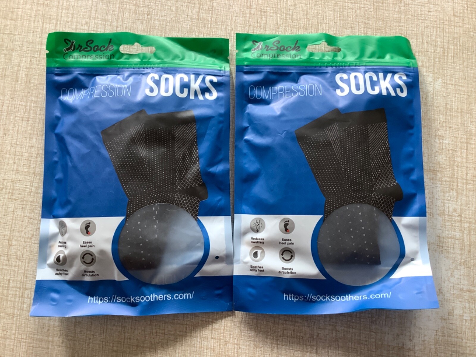 2 Pairs Dr. Sock COMPRESSION SOCKS One Size SEAMLESS Ankle Height Toeless NEW