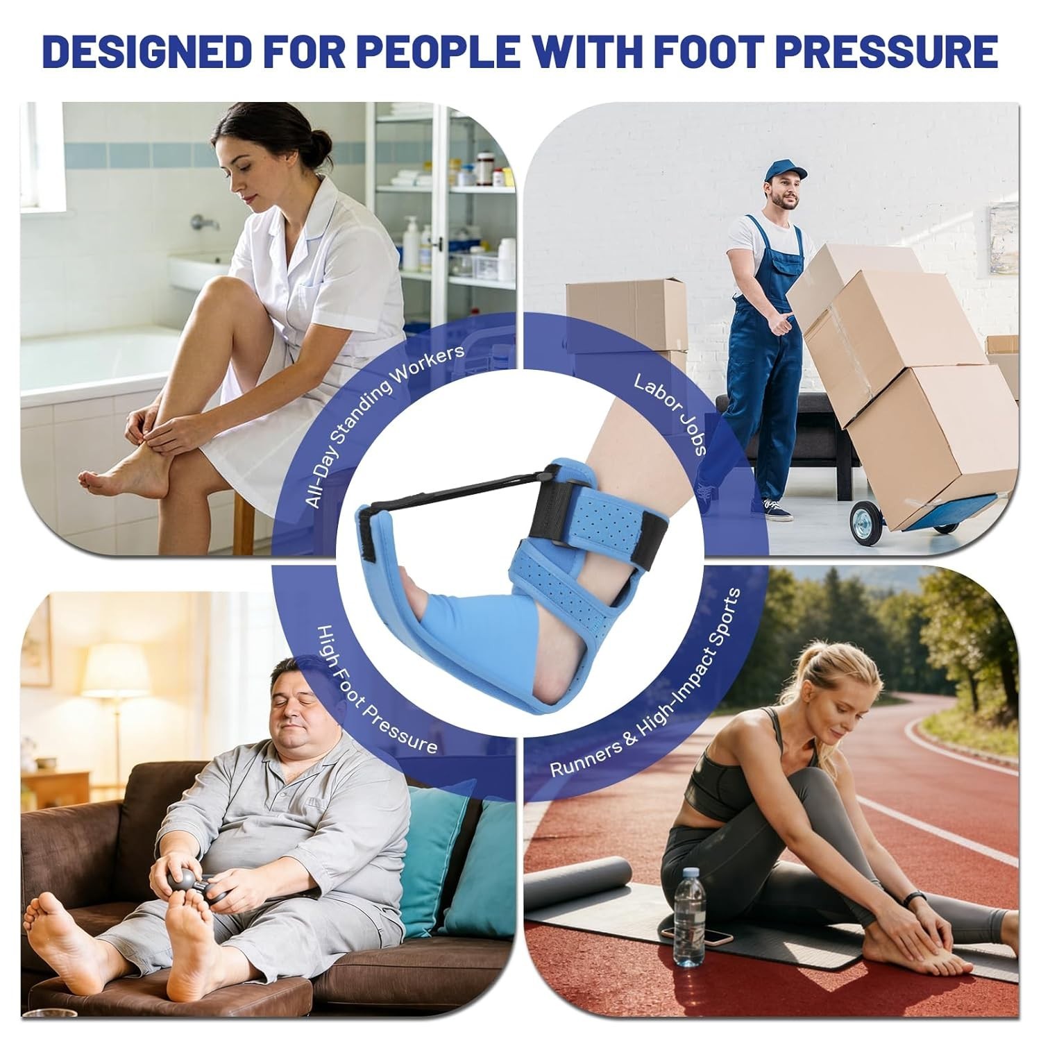 Dorsiflexion Splint for Achilles Tendonitis & Heel Spurs – Night Use, Large Blue