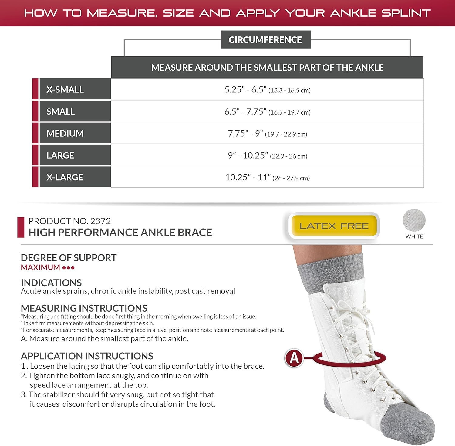 OTC Canvas Ankle Support Splint (White) X-Small