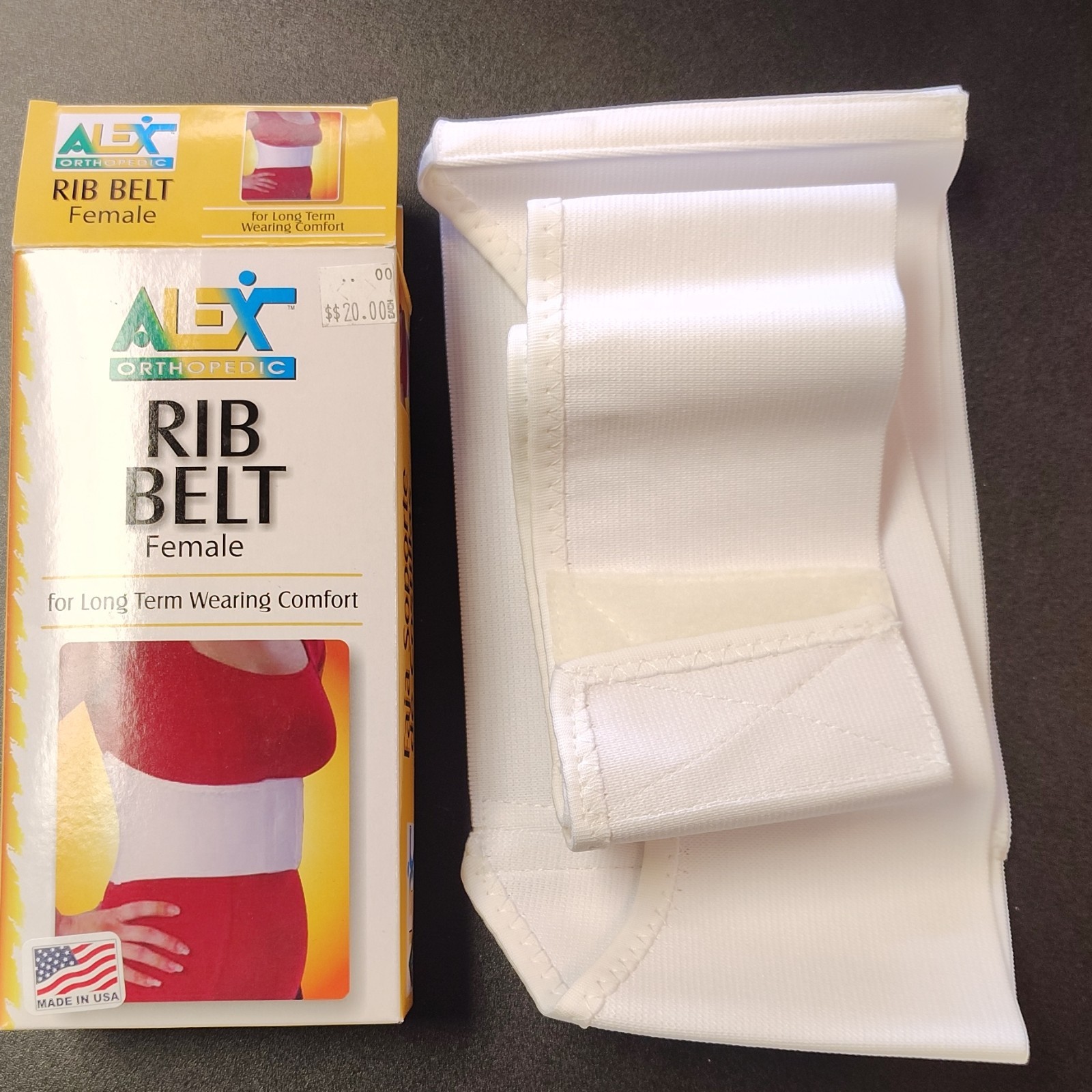 ALEX Orthopedic Women’s Rib Support Belt Elastic Hook & Loop Size 4XL White