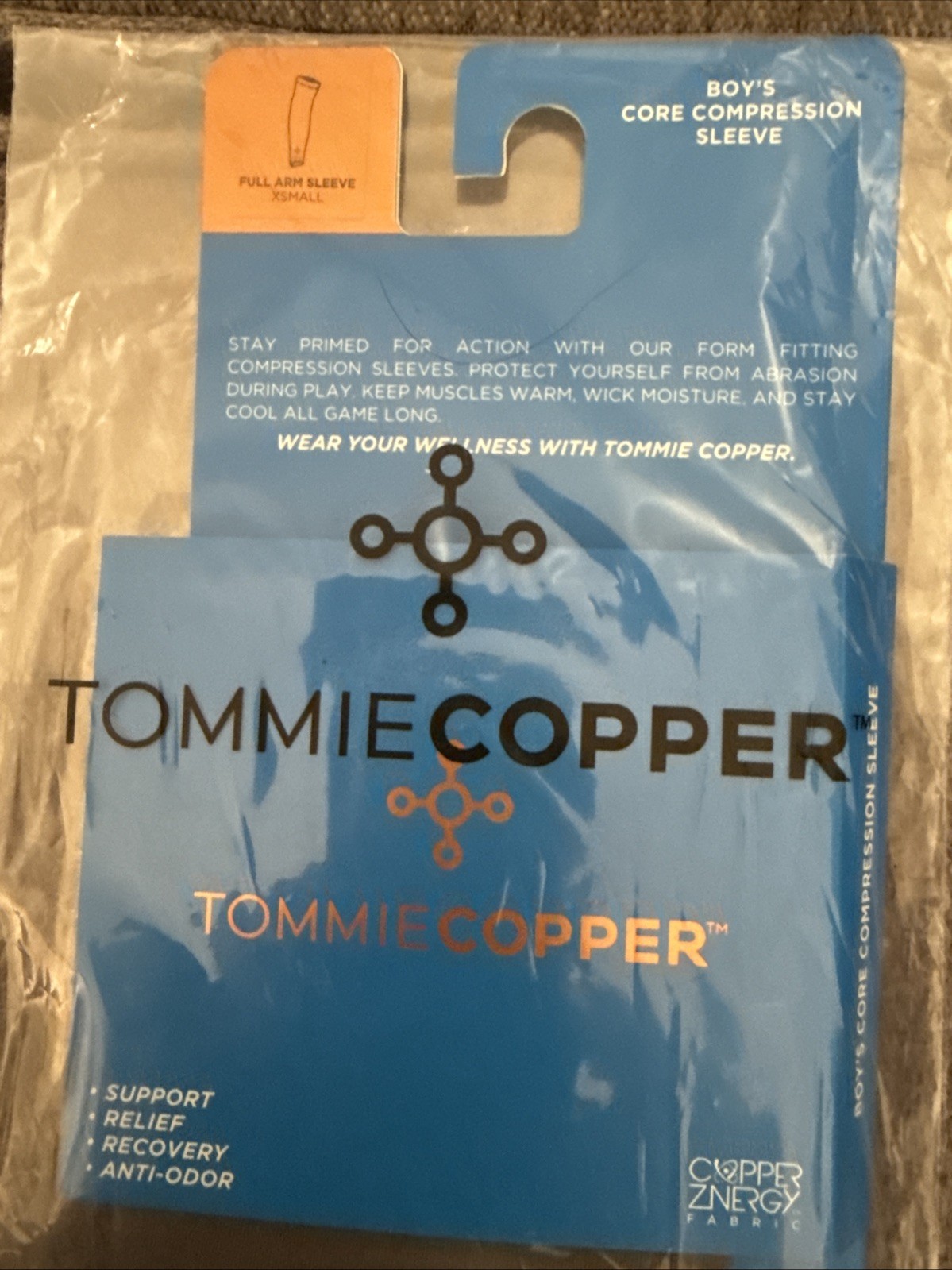 TOMMIE COPPER CORE COMPRESSION Fulll Arm SLEEVE Youth Boy X Small Black NEW!!