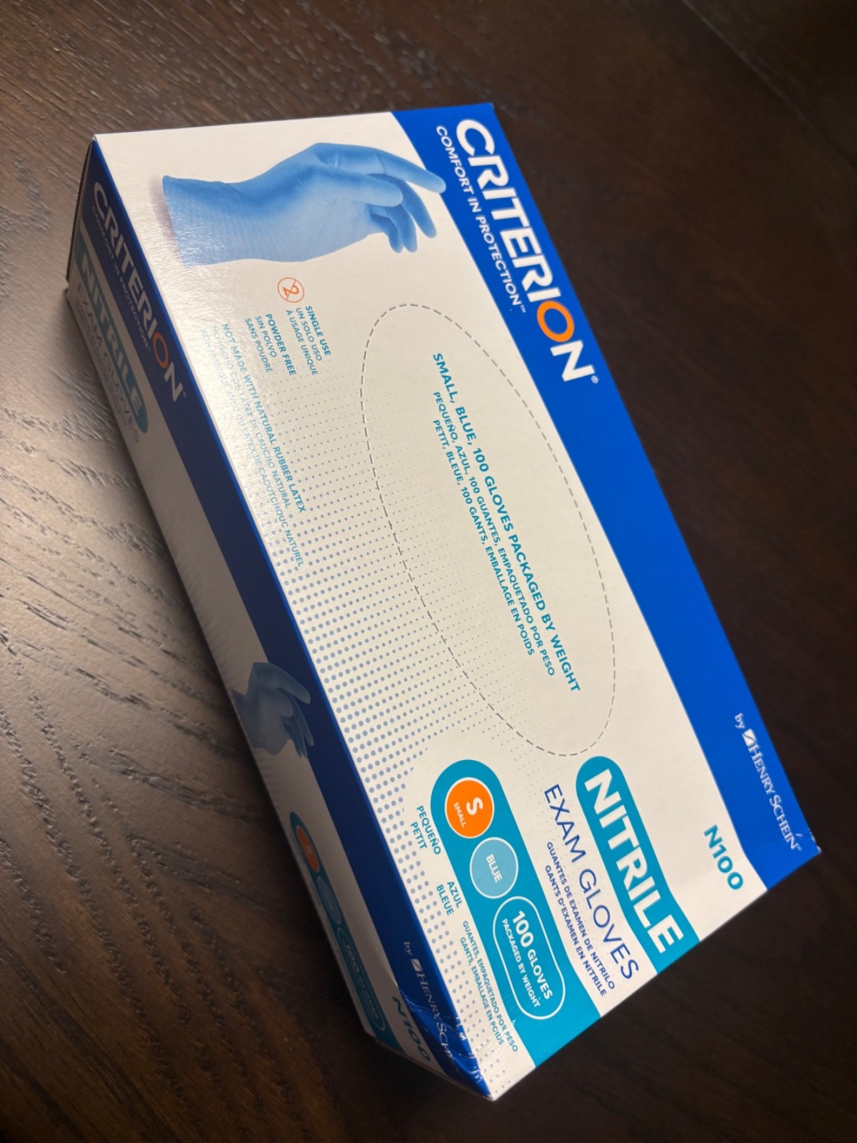 Henry Schein Criterion N100 Nitrile Gloves Small Blue Single Use Blue 200 Count