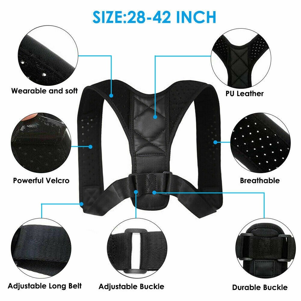 UNISEX POSTURE CORRECTOR ORTHOTICS SOFT BACK SUPPORT HUMPBACK COMFORTABLE HEALTH