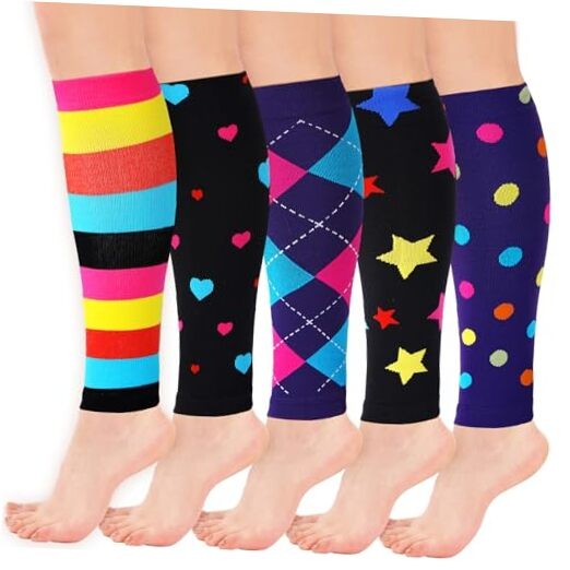 5 Pairs Calf Compression Sleeve Women Footless Compression Socks Support