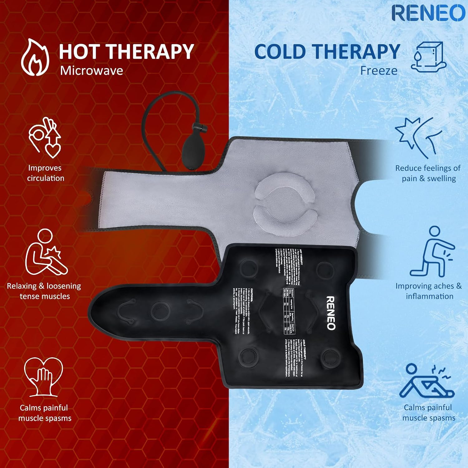 Compression Knee Ice Pack Wrap with Air Pump | Adjustable Knee Brace with Cold P