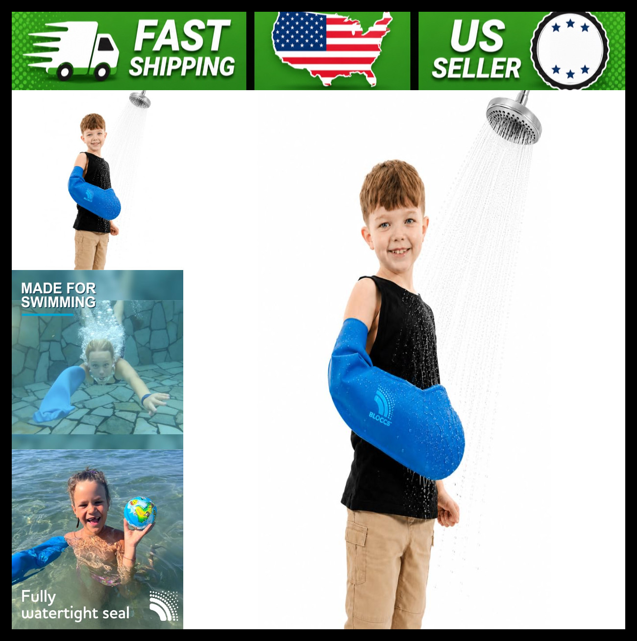 BLOCCS Waterproof Child Arm Cast Cover for Shower and Swimming