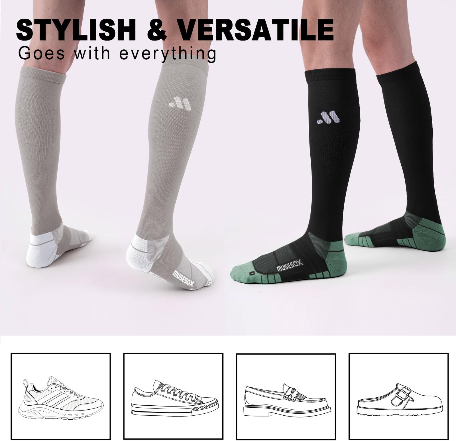 Compression Socks for Women and Men,Knee High 15-20mmHg Graduated Support(3 P…