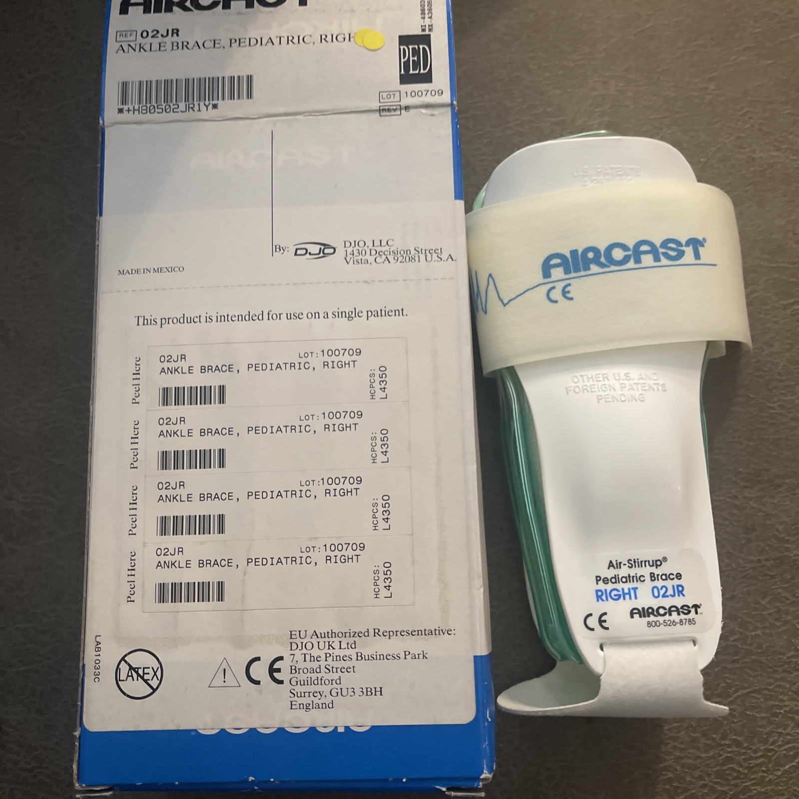 Aircast Air Stirrup Pediatric Ankle Brace, Right, 6″ Length DJO