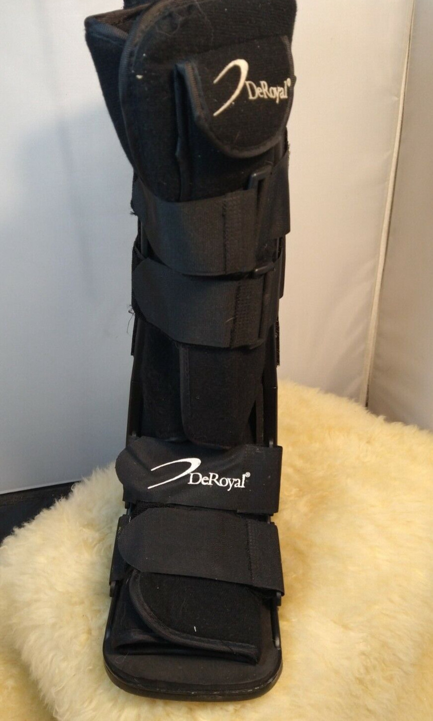 DEROYAL MEDICAL WALKING AIR CAST BOOT LEG ANKLE BRACE w/AIR PUMP SIZE SMALL