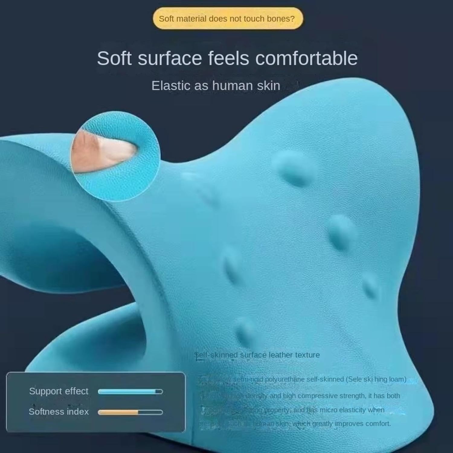 HqteK C- Type Cervical Vertebra Massage Pillow Cervical Brace Traction (Black)