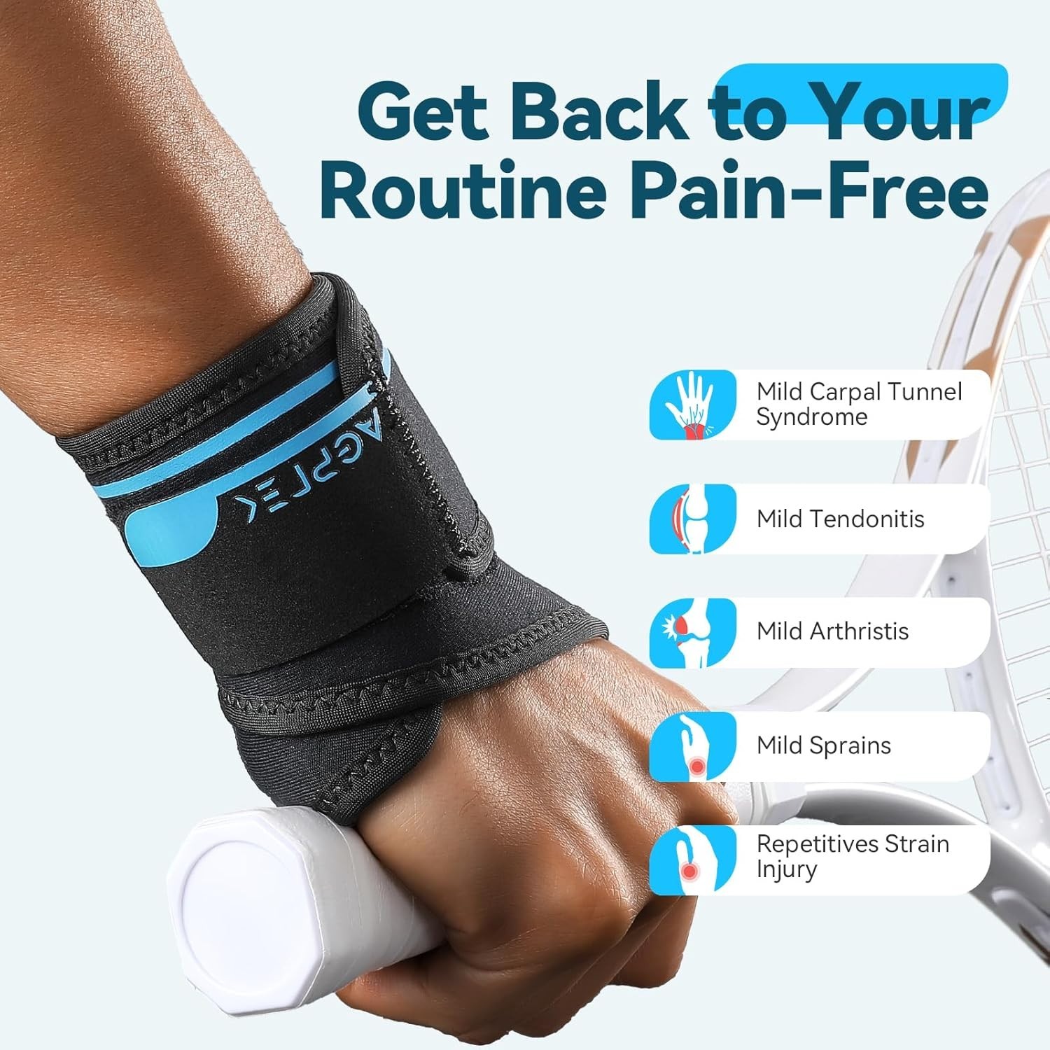 Adjustable Left Hand Wrist Brace for Pain Relief from Tendonitis and Arthritis