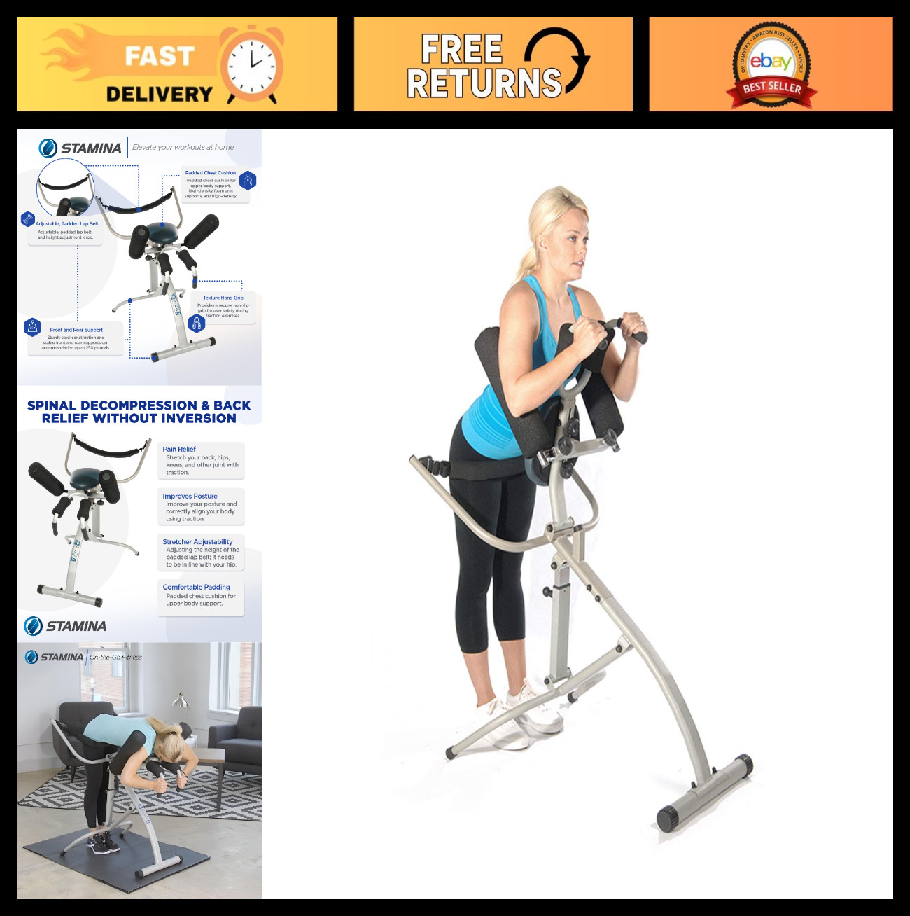 Back Pain Relief Decompression Machine – Portable Spine Stretching & Exercise Eq