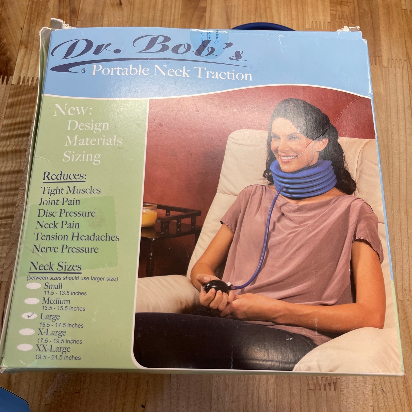 Dr. Bobs Portable Neck Traction Device Large Blue Inflatable Cervical Relief