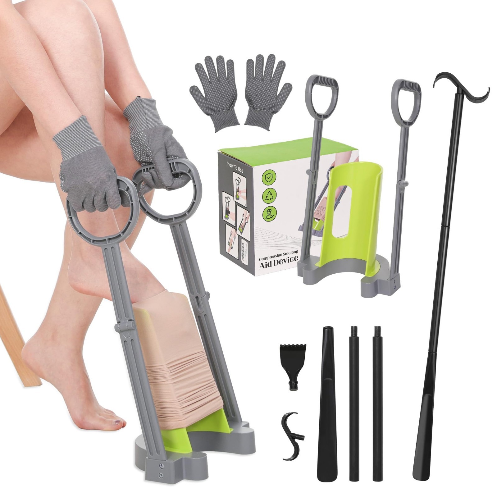 Compression Sock Aid Device – Easy Helper for Putting on Hosiery & Stockings – R