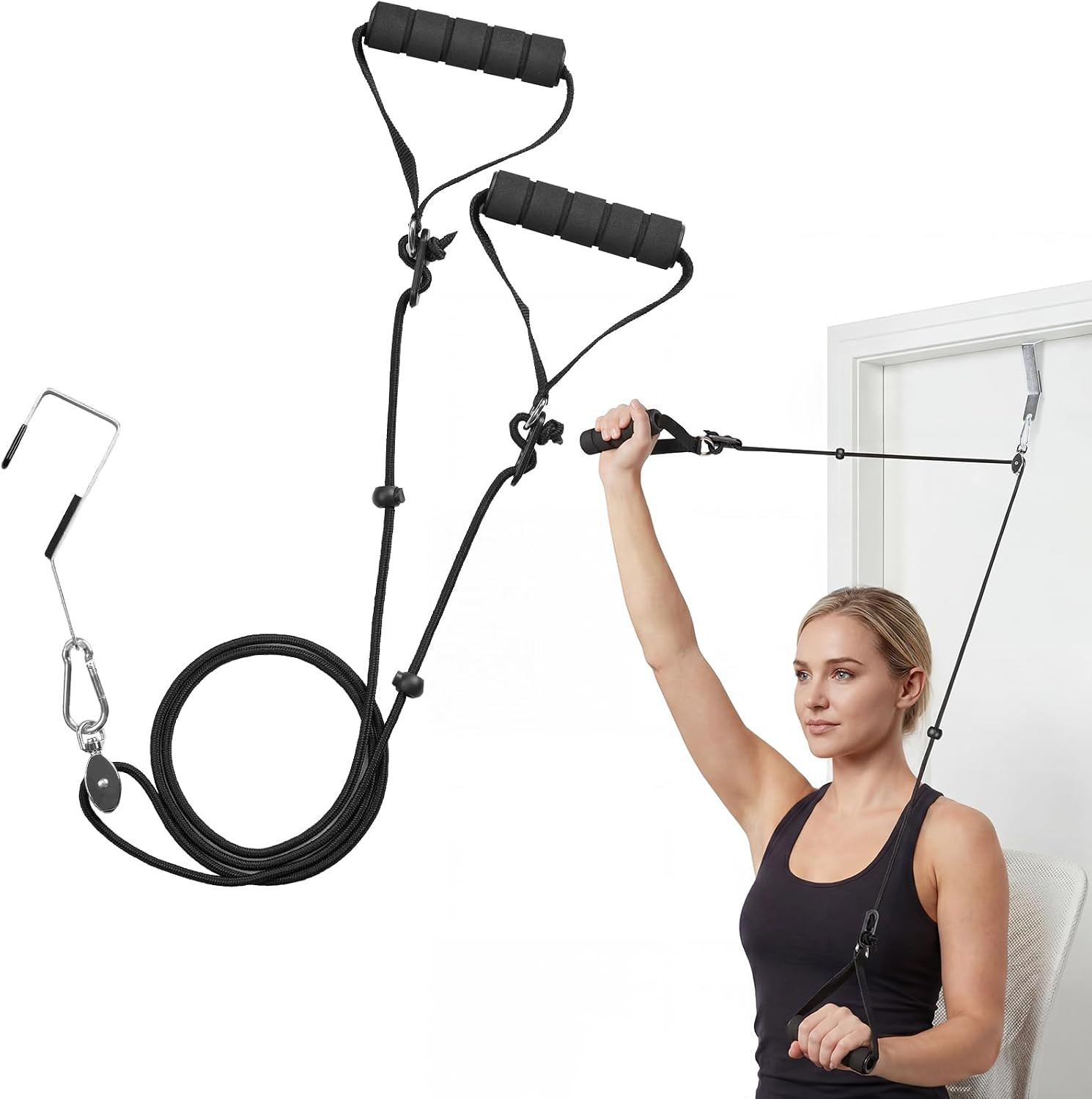 Shoulder Pulley for Physical Therapy, Over-The-Door Metal Hook | Fits Doors up t