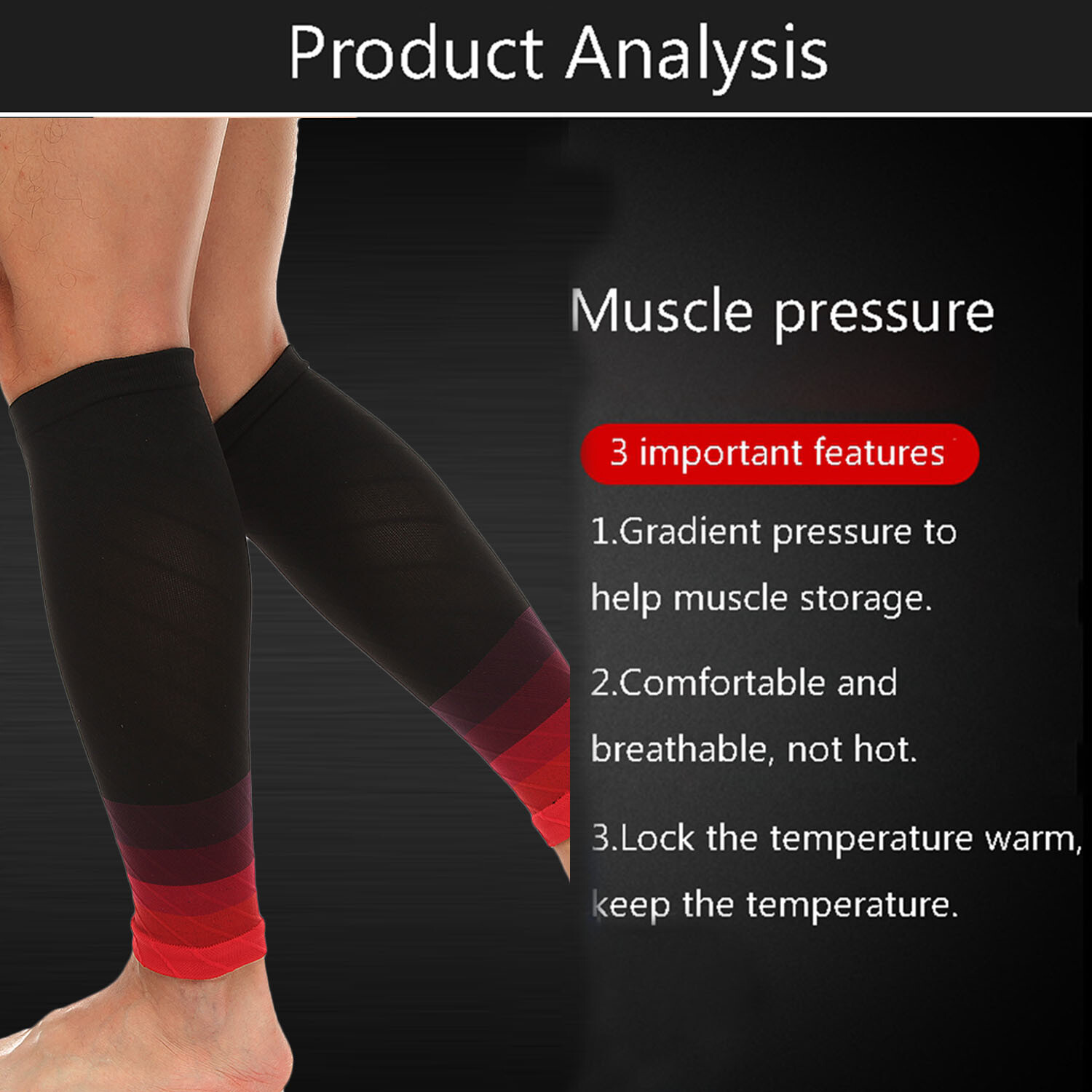 Calf Support Graduated Compression Leg Sleeve Sport Socks Outdoor Exercise Pair