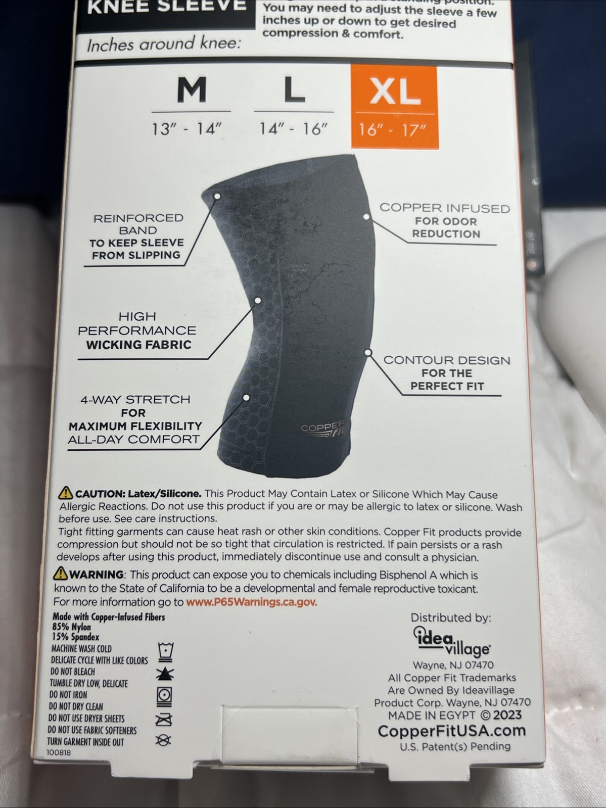 Copper Fit Freedom Copper Infused Compression Knee Sleeve – Size XL – Black …K
