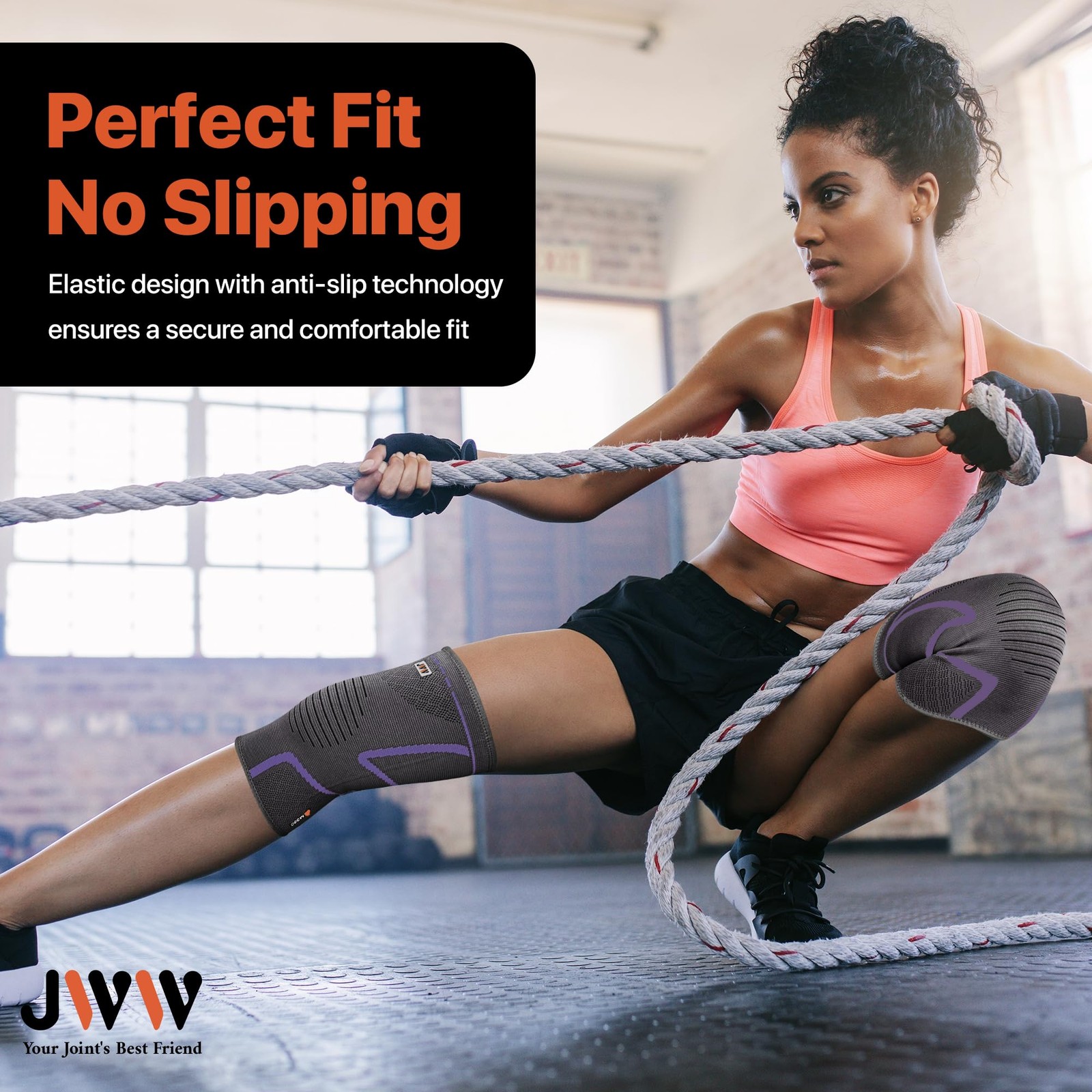 JWW Plus Size Knee Compression Sleeve 2 Pack, Big Thigh Fit, Purple, 2XL | Fu…