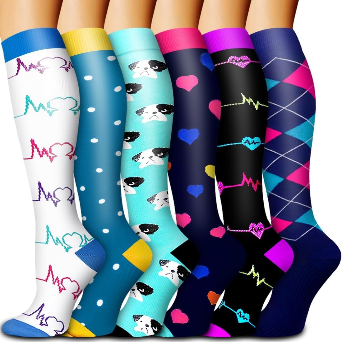 Bluemaple 6 Pack Copper Compression Socks for Women and Men Circulation-Best …