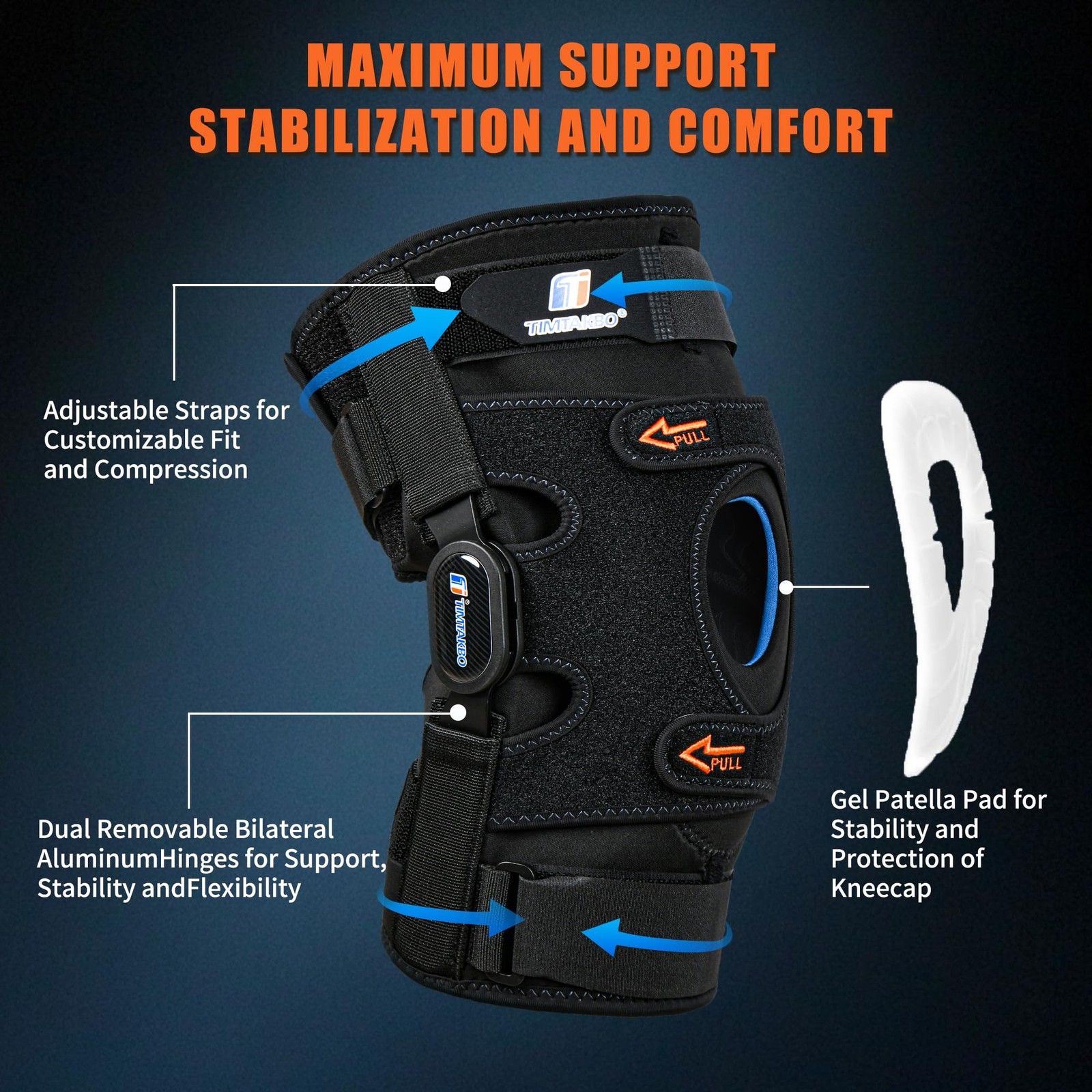 Knee Brace for Men/Women, Hinged with Metal Side Medium, Black