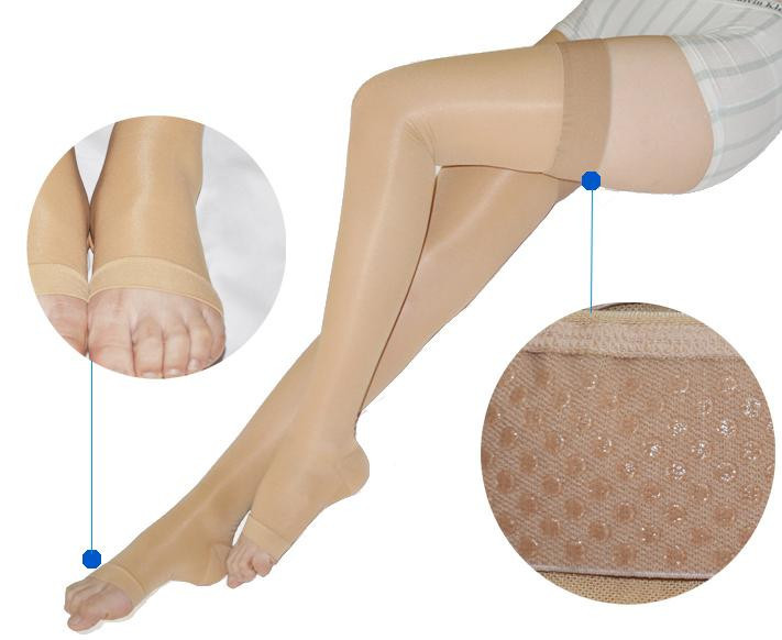 FDA Approved Sheer Compression Stockings Thigh High 20-30 mmHg Silicone Top Band