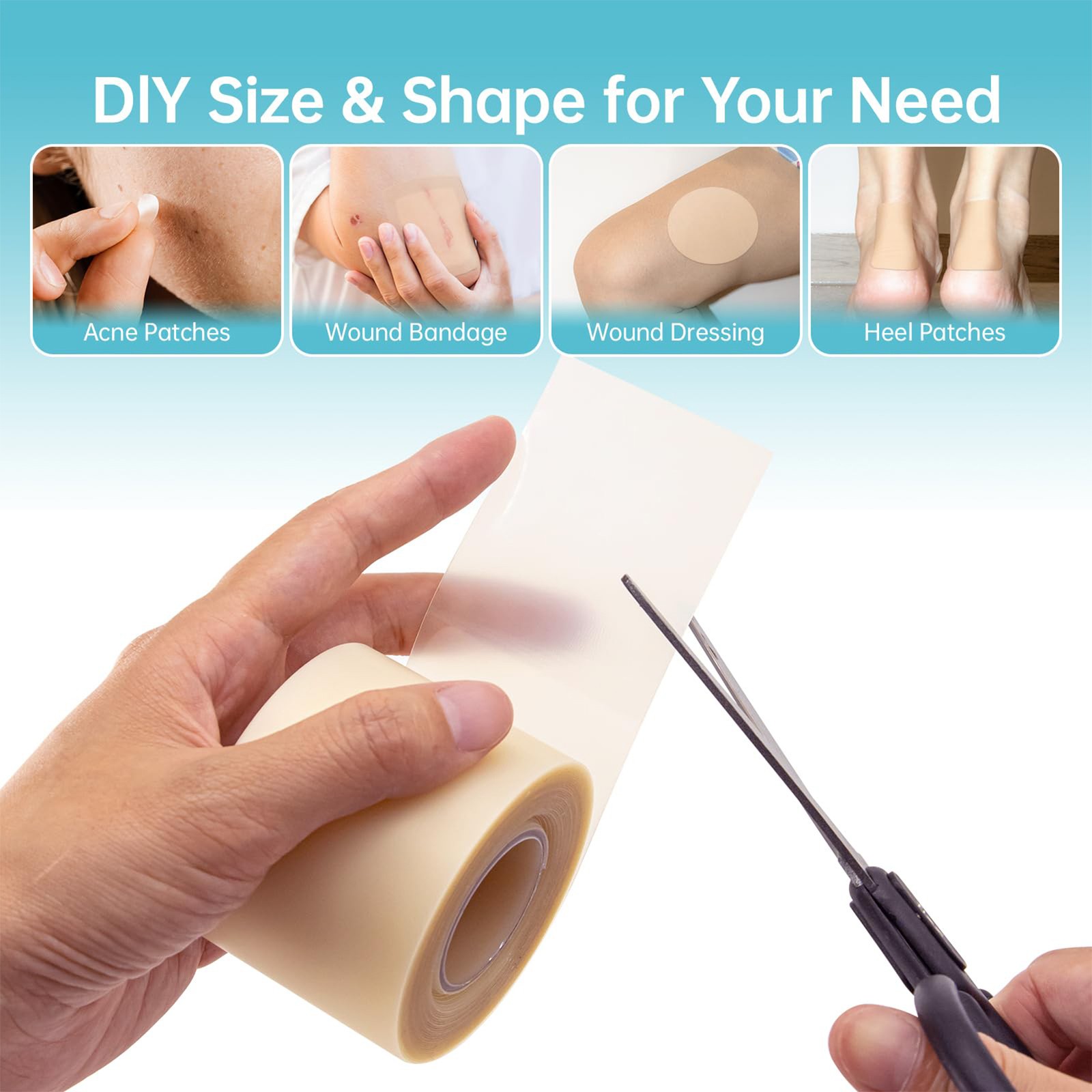 Hydrocolloid Roll Hydrocolloid Tape Flexible Breathable Moist Patch 1.96inx9.8ft