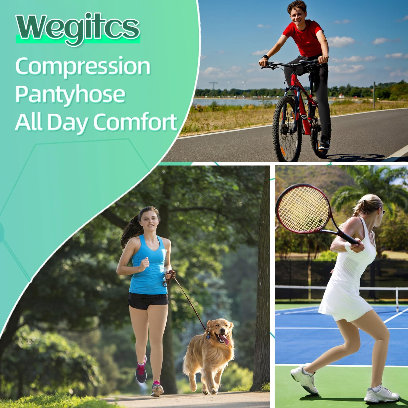 Wegitcs 20 – 30Mmhg Compression Pantyhose1 Pair Or 2 Pairs Comfortable