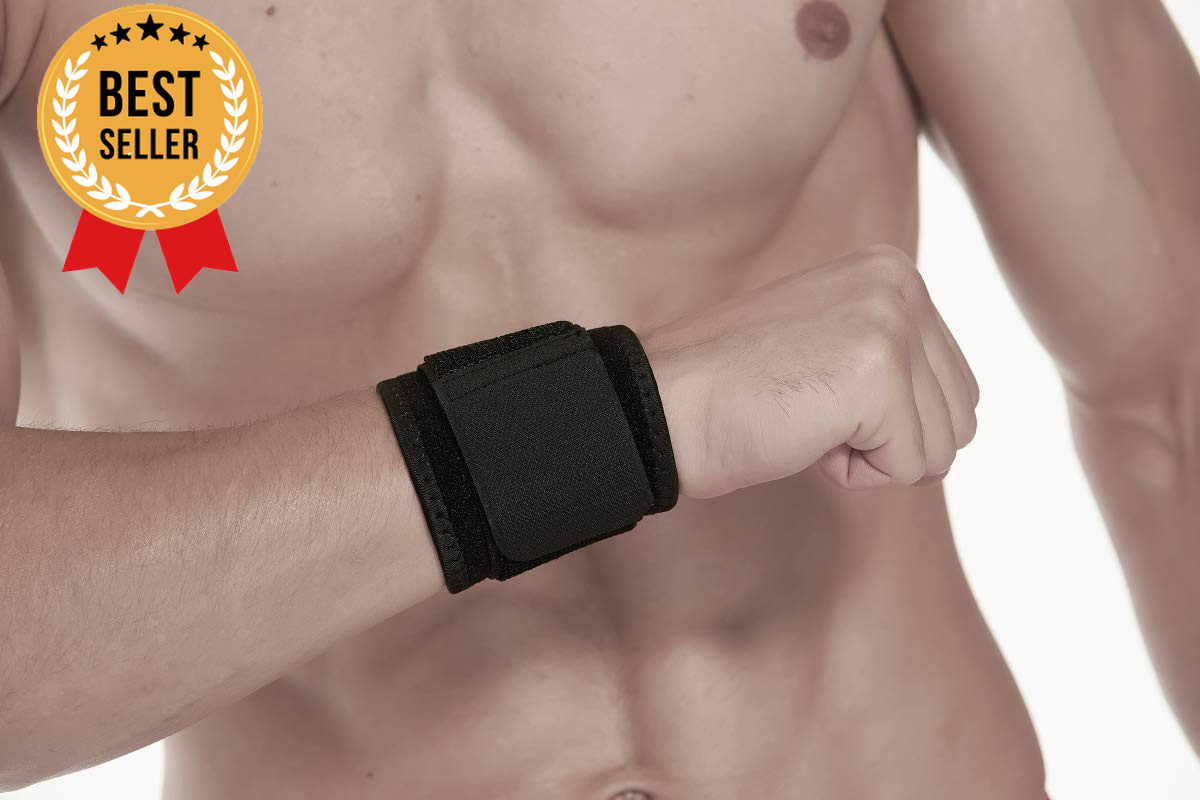 2-Pack Adjustable Wrist Brace Support Straps for Fitness Weightlifting Black