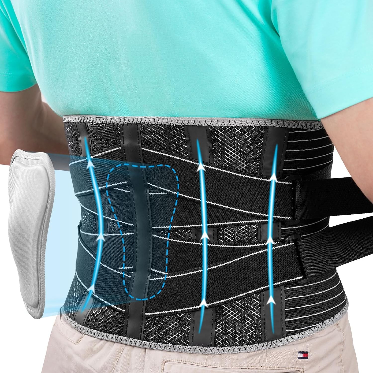 BRACEPOST Lower Back Brace w/Removable Lumbar Pad XX-Large (46.5″-54.5″ Waist)