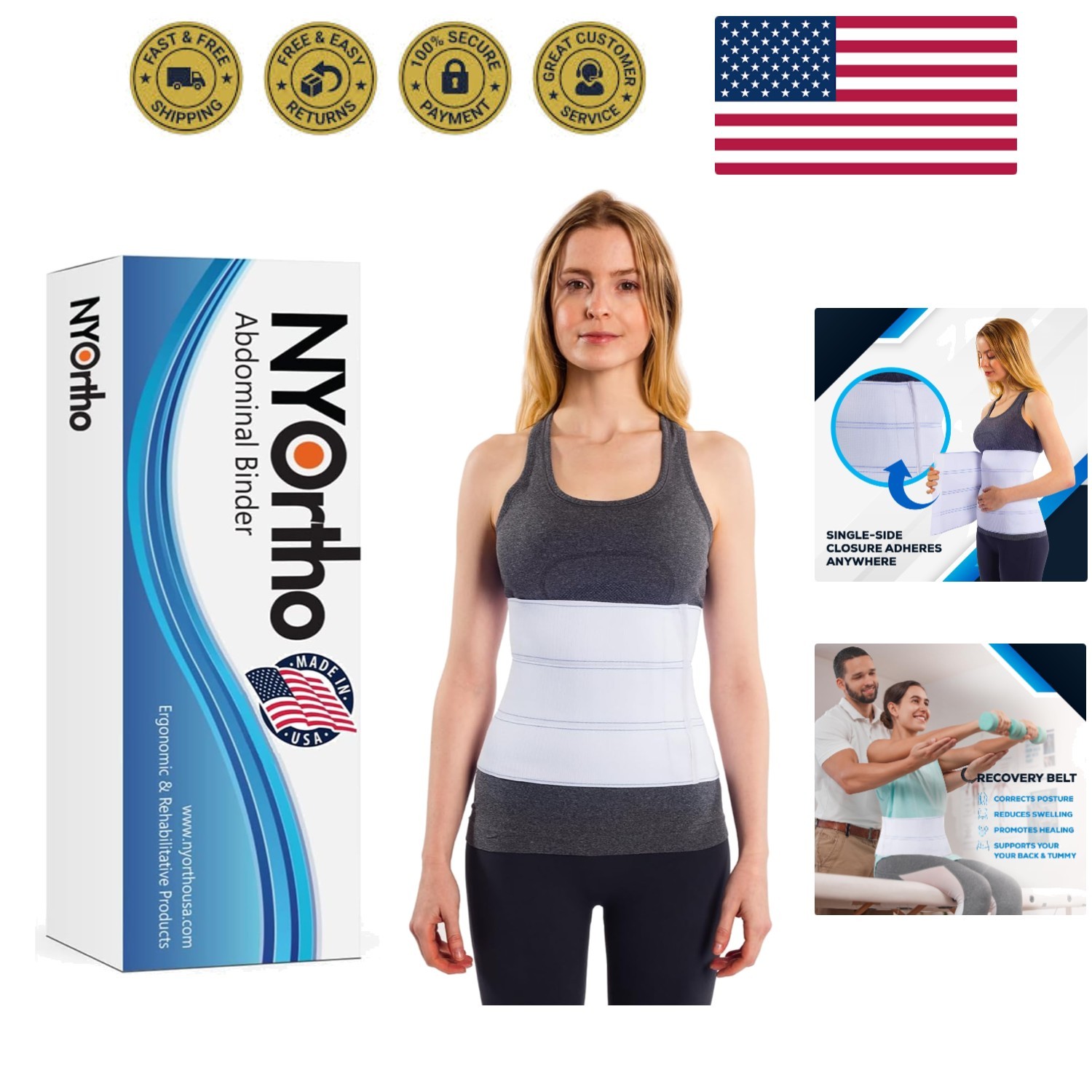 Abdominal Binder Lower Waist Support Belt – Compression Wrap for Men and Wome…