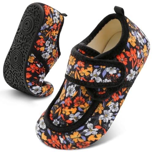 Womens Mens Slippers Diabetic House Slippers for 5.5-6.5 Women/4-5 Men Foral